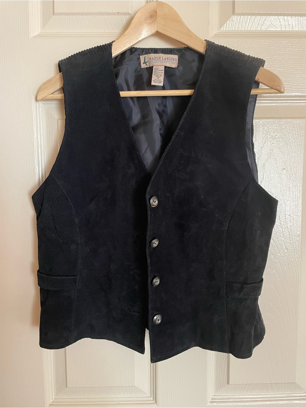 Marsh Landing Black Suede Button-Front Vest
